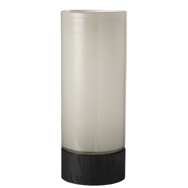 J-Line windlicht/vaas ray glas/wilg /zwart extra large 14.5x14.5x36.5cm 2998522 large