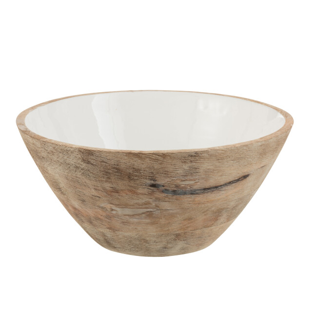 J-Line kom mango hout wit large 30x30x13cm 3005923 large