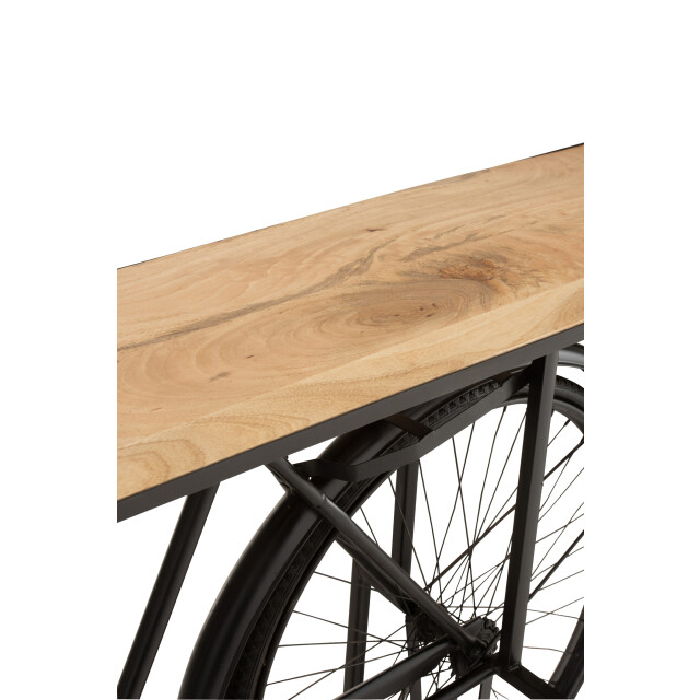 J-Line console fiets metaal/mango hout zwart/ 185x36x85.5cm 3000235 large