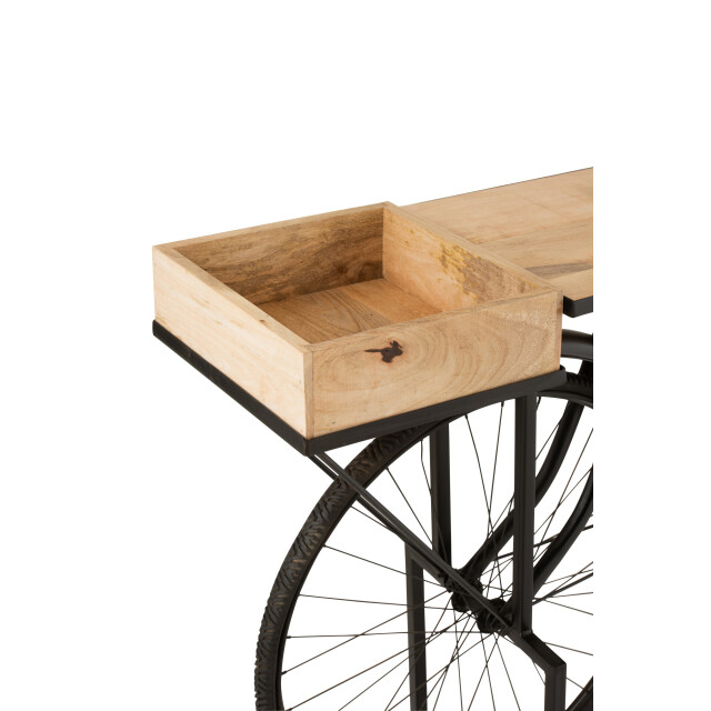 J-Line console fiets metaal/mango hout zwart/ 185x36x85.5cm 3000235 large