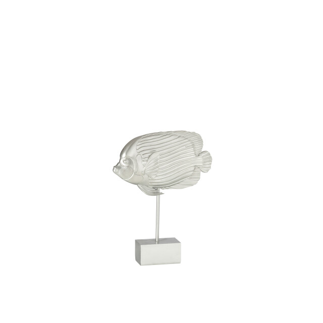 J-Line tropische vis op voet poly zilver 24.5x6x32cm 3005550 large