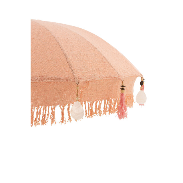 J-Line parasol+voet kwastjes/schelpen peche hout donker bruin small - 3000165 large