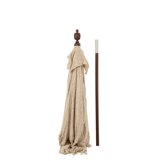 J-Line parasol kwastjes/schelpen hout donker bruin large 188x188x250cm 3000162 large