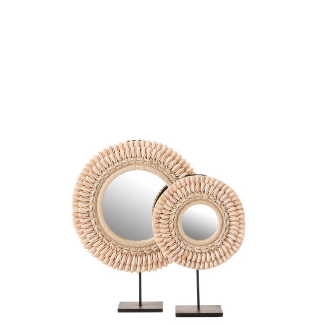 J-Line spiegel op voet mona schelpen licht rose large 37x12.5x52.5cm 3005443 large