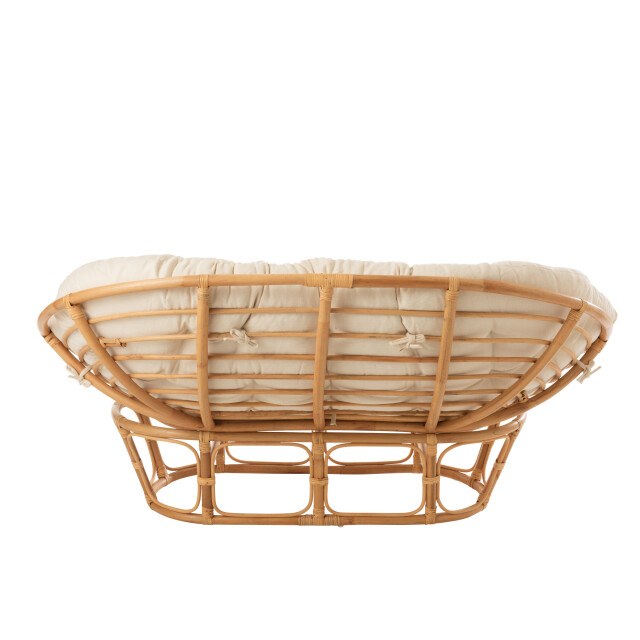 J-Line fauteuil roni met kussen rotan naturel/wit 159x110x55cm 3000077 large