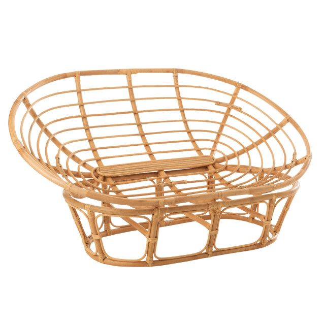 J-Line fauteuil roni met kussen rotan naturel/wit 159x110x55cm 3000077 large