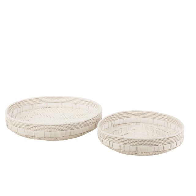 J-Line set van 2 schalen rond rotan 50x50x14cm 3005302 large