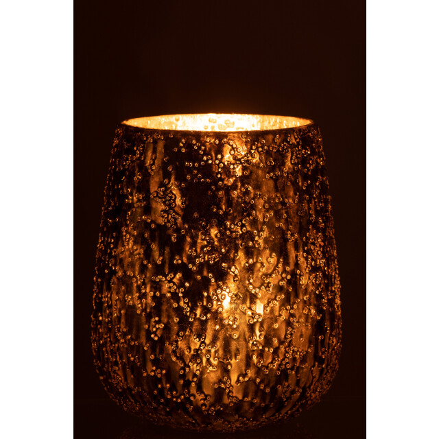 J-Line windlicht lise glas bruin/goud large 17.5x17.5x21cm 3013687 large