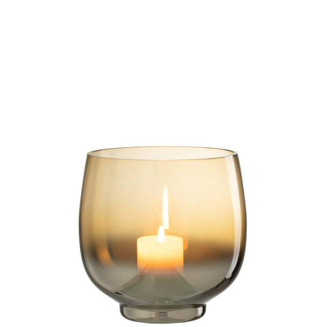J-Line windlicht rond glas smoke /zilver large 17x17x18cm 3013680 large