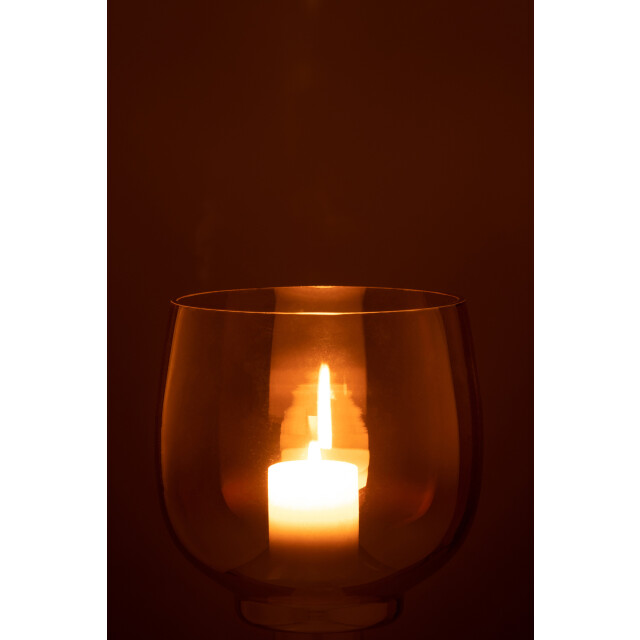 J-Line windlicht rond glas smoke /zilver large 17x17x18cm 3013680 large