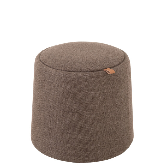 J-Line poef/bijzettafel rond textiel/hout bruin 42x42x43cm 2999242 large