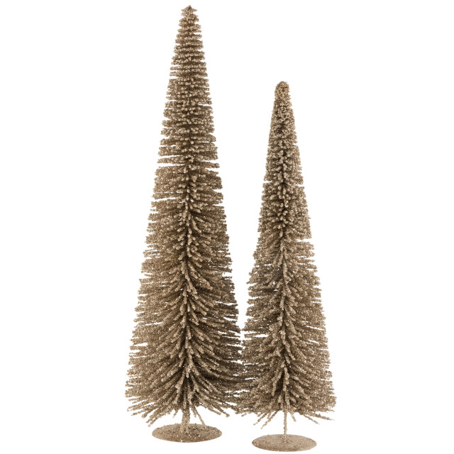 J-Line boom deco plastiek bolletjes glitter champagne large 36x36x119cm 3000384 large