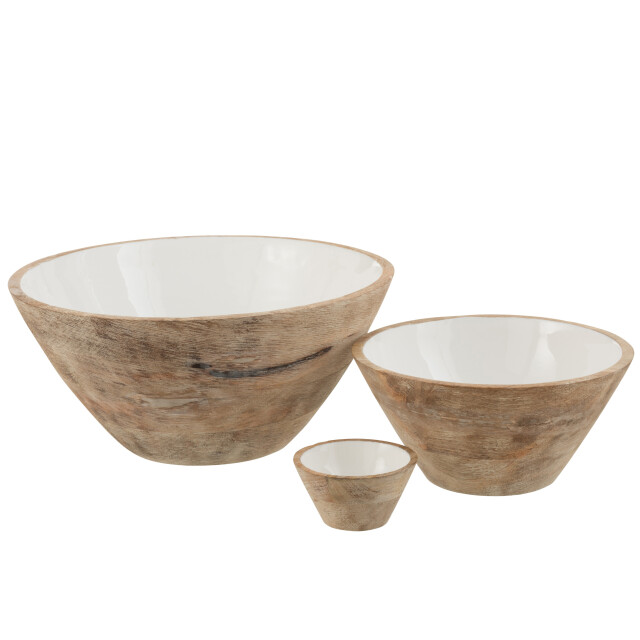 J-Line kom mango hout wit large 30x30x13cm 3005923 large