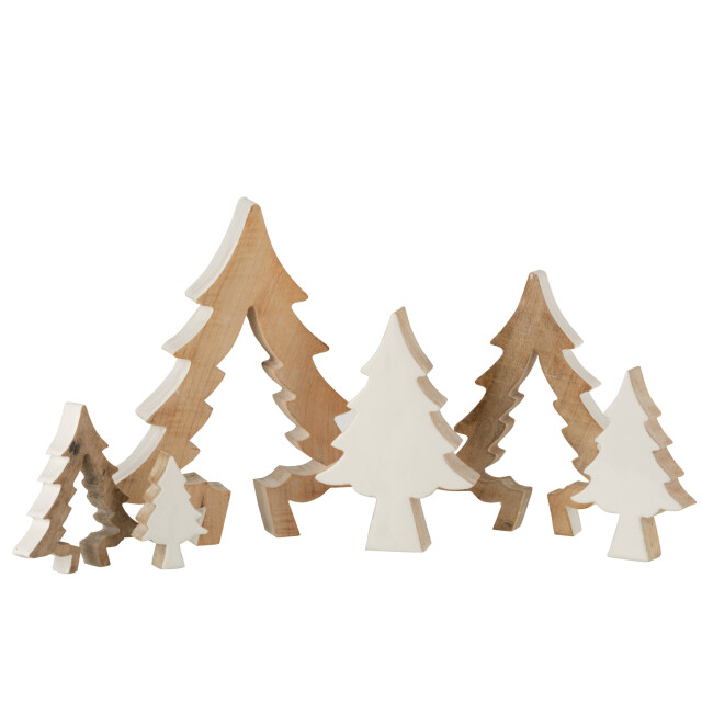 J-Line kerstboom puzzle mango hout wit/white wash large 30x26x3.5cm 3005881 large