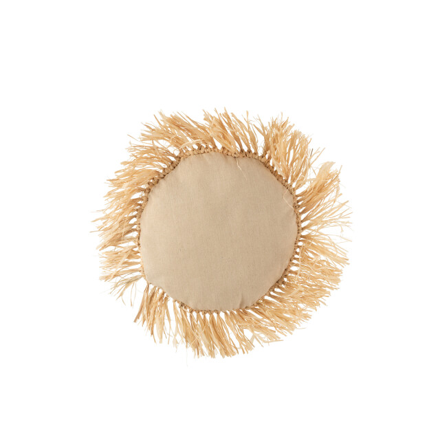 J-Line kussen rond riet raffia 45x45x15cm 3066108 large