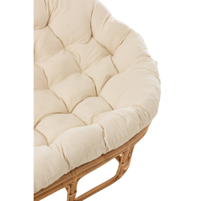 J-Line fauteuil roni met kussen rotan naturel/wit 159x110x55cm 3000077 large