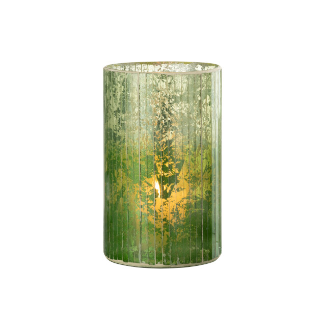 J-Line windlicht strepen glas large 12.5x12.5x21cm 3013710 large