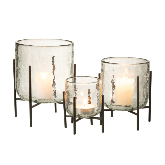 J-Line windlicht staand glas/ijzer large 17x17x23cm 3013705 large