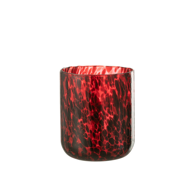 J-Line windlicht gevlekt glas rood/zwart large 17x17x20cm 3013730 large