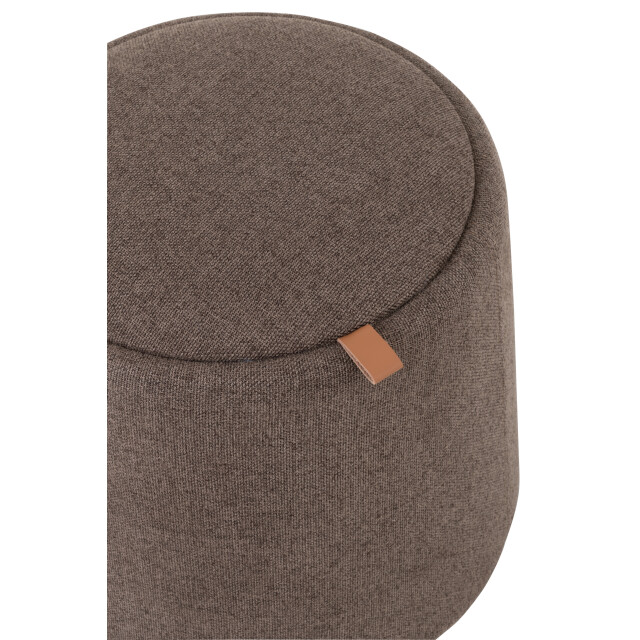 J-Line poef/bijzettafel rond textiel/hout bruin 42x42x43cm 2999242 large