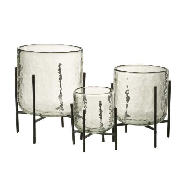 J-Line windlicht staand glas/ijzer large 17x17x23cm 3013705 large