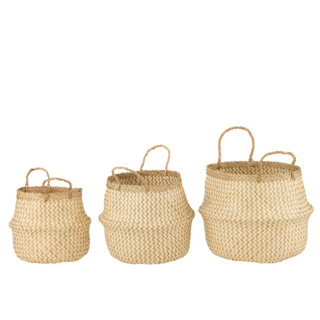 J-Line set 3 manden intrekbaar zeegras wit 30x30x28cm 3005037 large