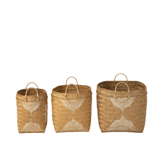 J-Line set van 3 manden tekening bamboe /natuur 52x51x56cm 3005123 large