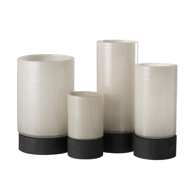 J-Line windlicht/vaas ray glas/wilg /zwart extra large 14.5x14.5x36.5cm 2998522 large