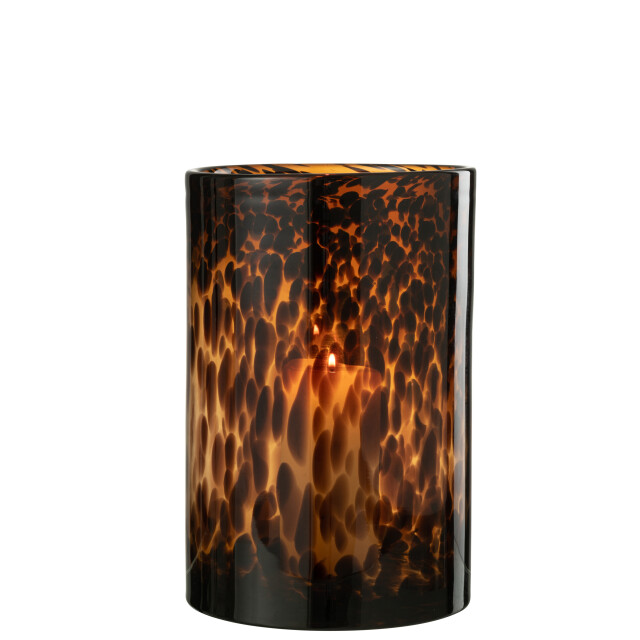 J-Line windlicht cil stippen glas /zwart large 20x20x29cm 3013693 large