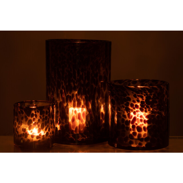 J-Line windlicht cil stippen glas /zwart large 20x20x29cm 3013693 large
