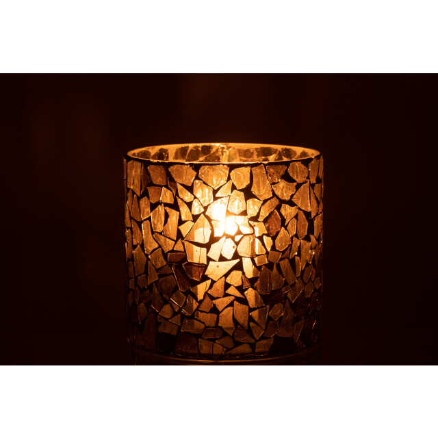 J-Line windlicht mozaiek glas grijs/ large 17x17x16cm 3013681 large