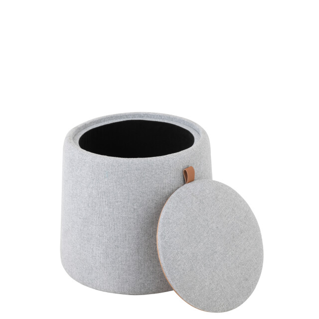 J-Line poef/bijzettafel rond textiel/hout licht 42x42x43cm 2999240 large