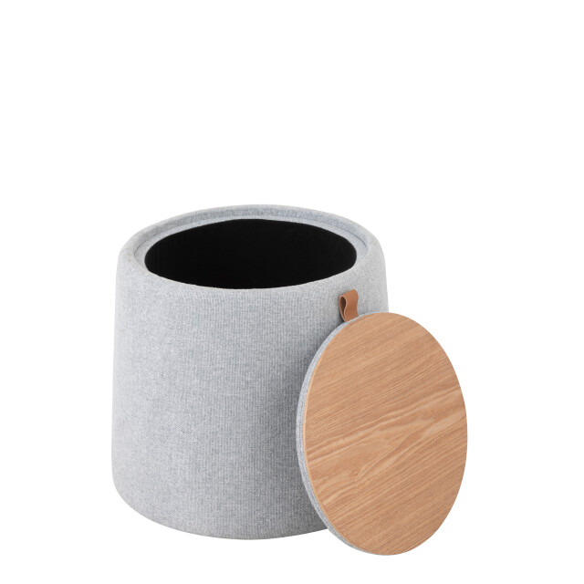 J-Line poef/bijzettafel rond textiel/hout licht 42x42x43cm 2999240 large