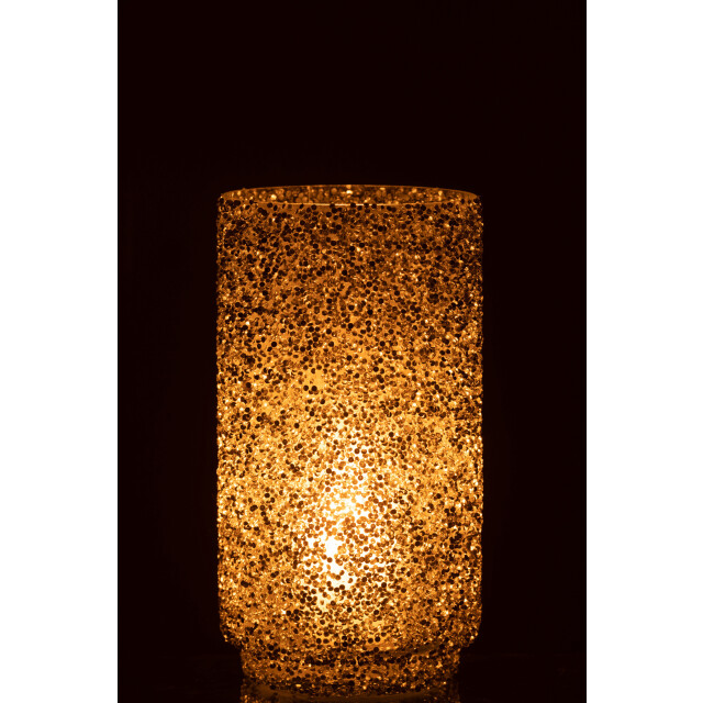 J-Line windlicht glitter glas zilver large 13x13x25cm 3013713 large