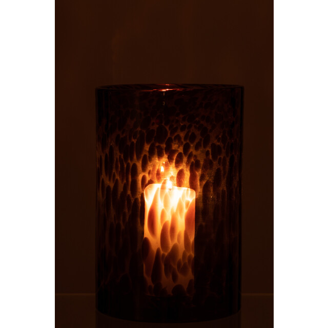 J-Line windlicht cil stippen glas /zwart large 20x20x29cm 3013693 large