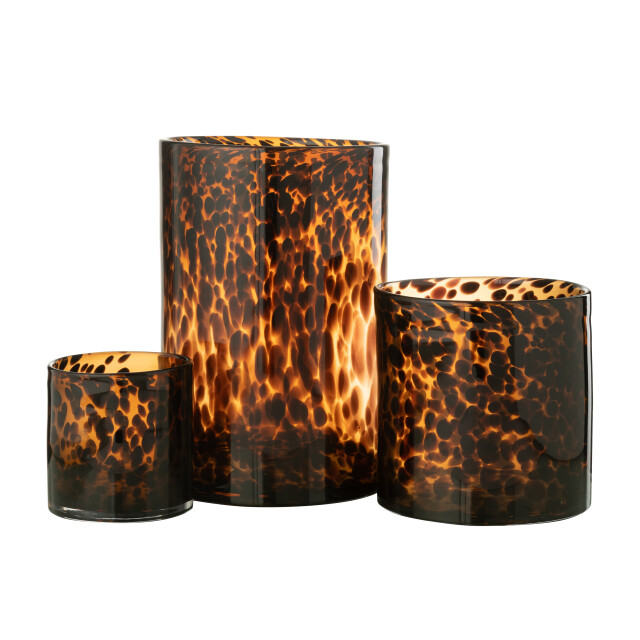 J-Line windlicht cil stippen glas /zwart large 20x20x29cm 3013693 large