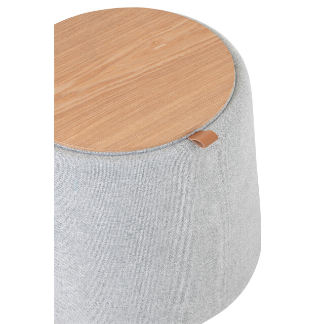 J-Line poef/bijzettafel rond textiel/hout licht 42x42x43cm 2999240 large