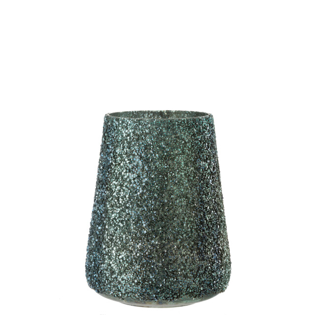 J-Line windlicht glitter glas donker large 17x17x23cm 3013767 large