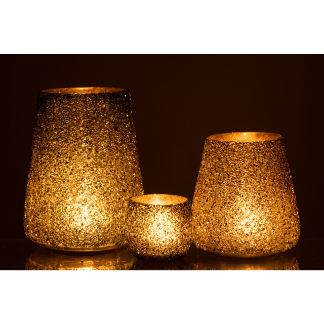 J-Line windlicht glitter glas donker large 17x17x23cm 3013767 large