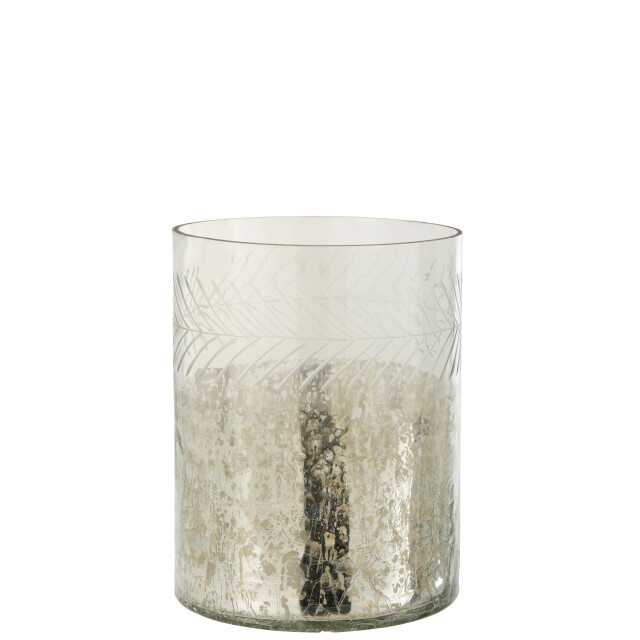 J-Line windlicht klassiek crackle glas /zilver large - 3013759 large