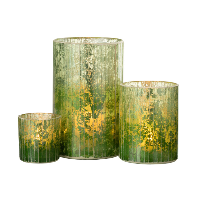 J-Line windlicht strepen glas large 12.5x12.5x21cm 3013710 large
