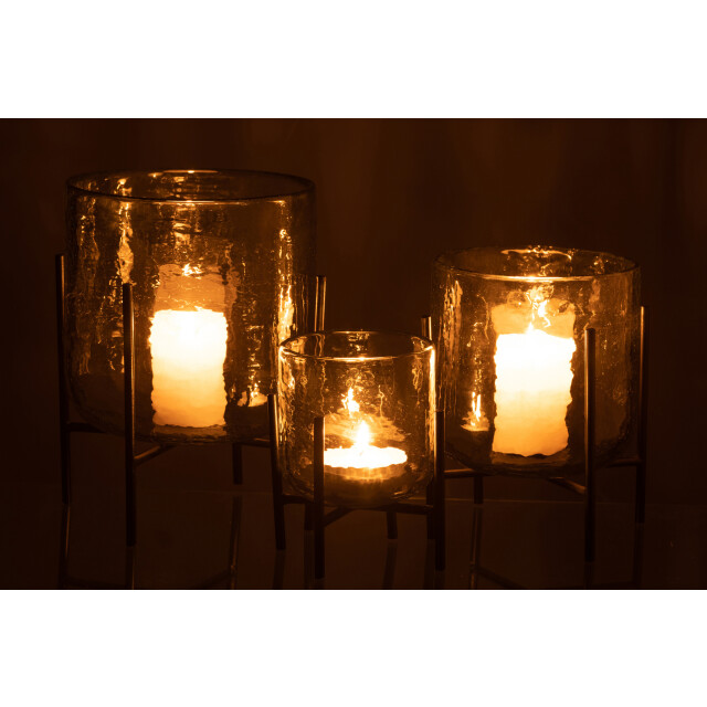 J-Line windlicht staand glas/ijzer large 17x17x23cm 3013705 large