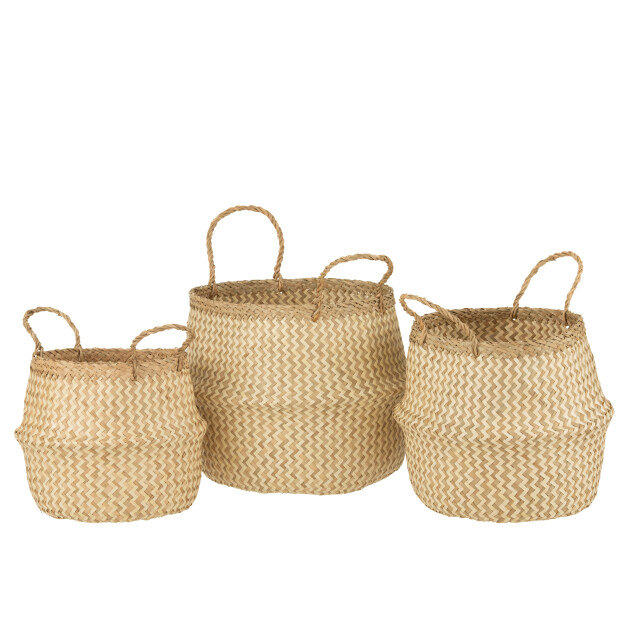 J-Line set 3 manden intrekbaar zeegras wit 30x30x28cm 3005037 large