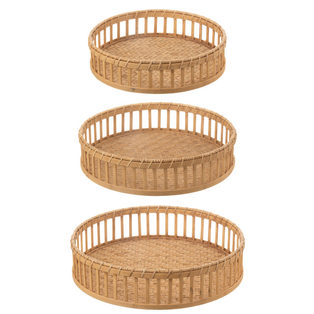 J-Line set van 3 plateau rond bamboe 46x46x11cm 2999934 large