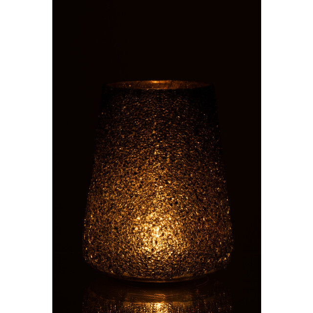 J-Line windlicht glitter glas donker large 17x17x23cm 3013767 large