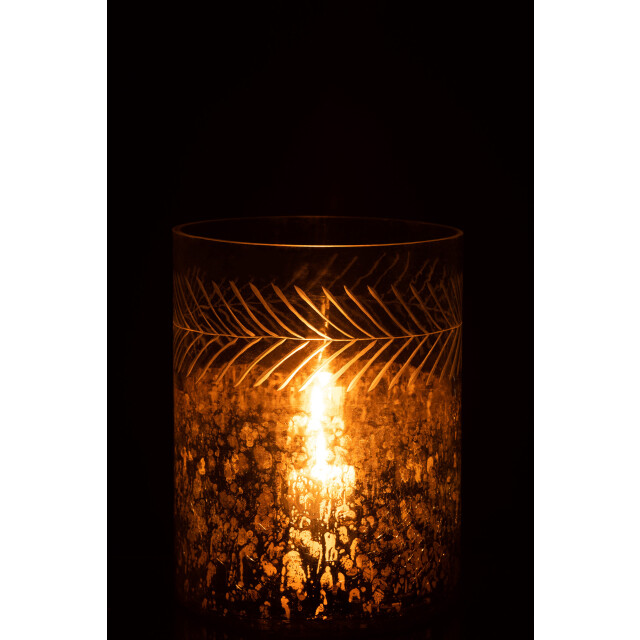 J-Line windlicht klassiek crackle glas /zilver large - 3013759 large