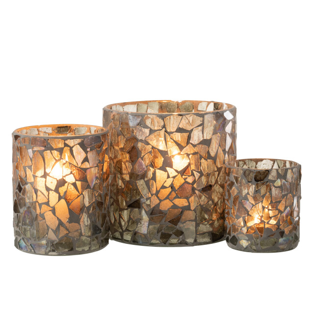 J-Line windlicht mozaiek glas grijs/ large 17x17x16cm 3013681 large