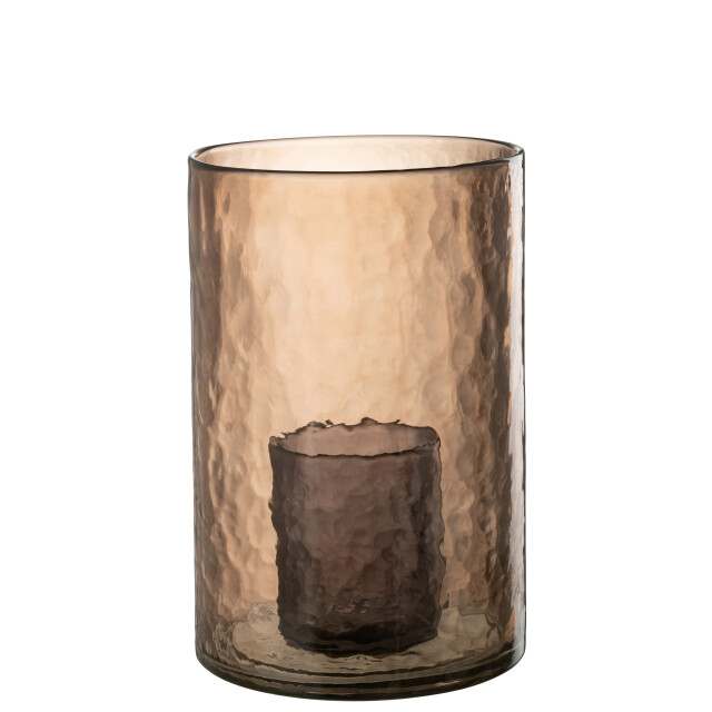 J-Line windlicht dubbel glas oker large 20.5x20.5x30.5cm 3013741 large
