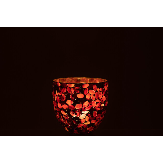 J-Line windlicht mozaiek glas bordeaux medium 15x15x15cm 3013725 large