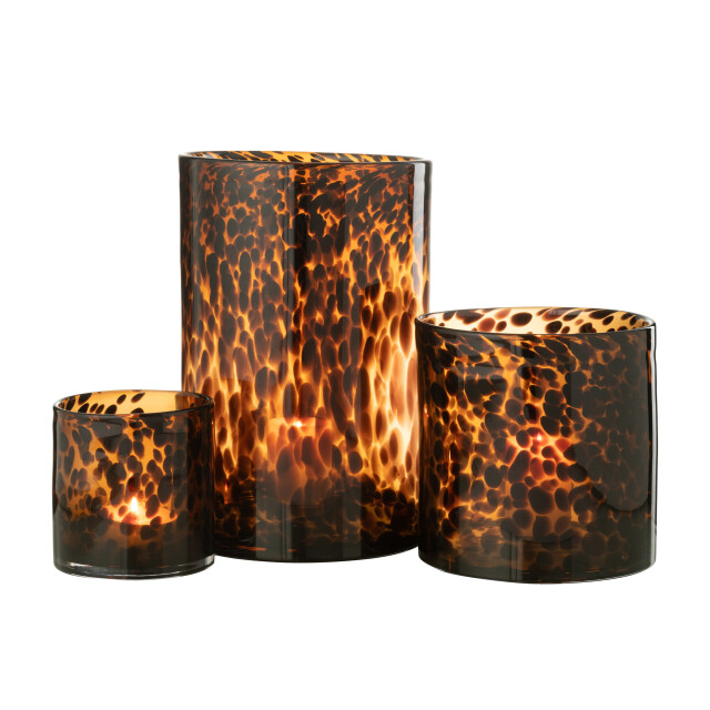 J-Line windlicht cil stippen glas /zwart large 20x20x29cm 3013693 large